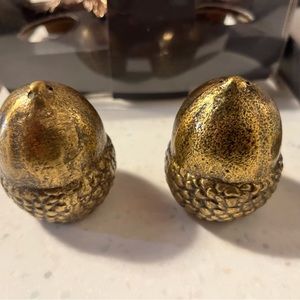 Williams Sonoma Solid Brass Acorn Salt Pepper Shakers New